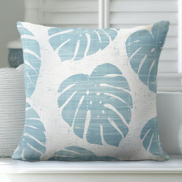 Almofada Aqua Blue e White Palm deixa Travesseiro decorativ