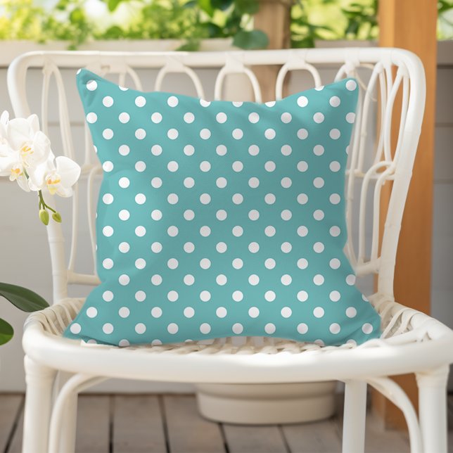 Almofada Aqua Blue Polka Dot (Criador carregado)