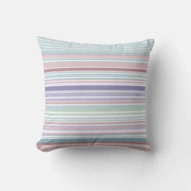 Almofada Aqua, Blush and Lavender Stripes (Frente)