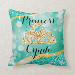 Almofada Aqua da princesa Tiara Brilho Bling Bokeh