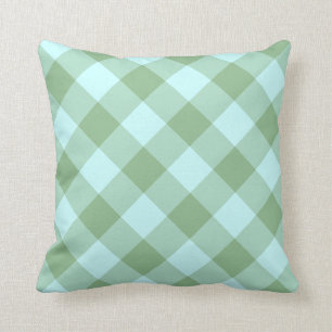 Almofada Aqua e Gingham Verde do Mar Negro