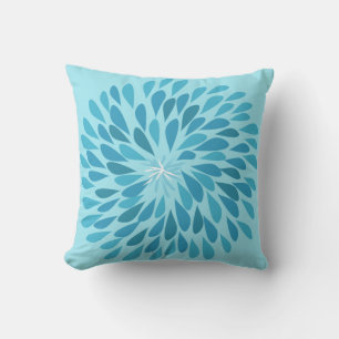 Almofada Aqua e Teal Starburst Travesseiro Moderno da Flor