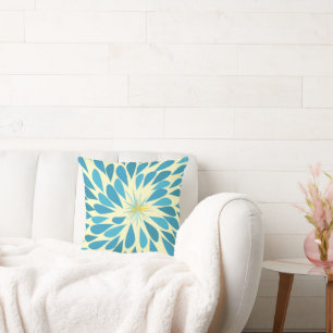 Almofada Aqua e Travesseiro de Flor Moderno Amarelo Starbur
