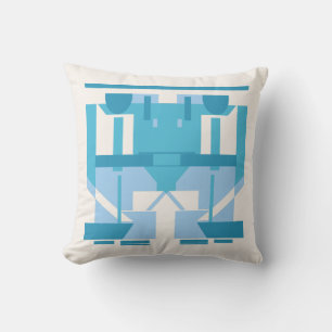 Almofada Aqua Light Blue Turquoise Off White Abstrato Mosai