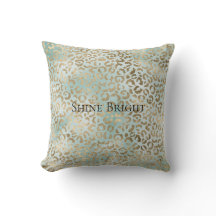 Aqua Mint Dourada Glitz Sparkle Leopard Impressão