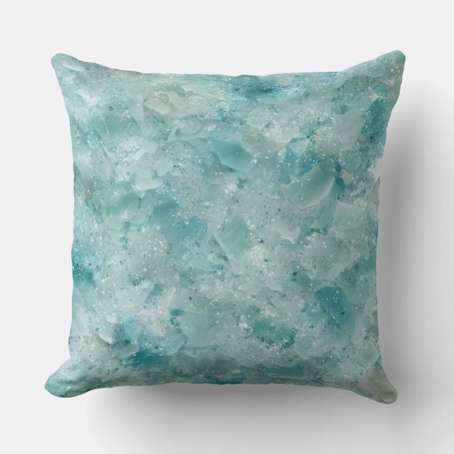Almofada Aqua ocean crystals Throw Pillow (Frente)