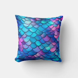Almofada "Aqua Shimmer Iridescente Scales de Sereia"