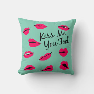 Almofada Aqua Teal Me Beija Seus Lábios De Arte Pop