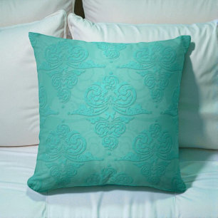 Almofada Aqua Teal Vintage Grunge Cor damasco