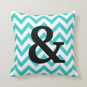 Almofada Aqua & travesseiro branco do Ampersand de Chevron