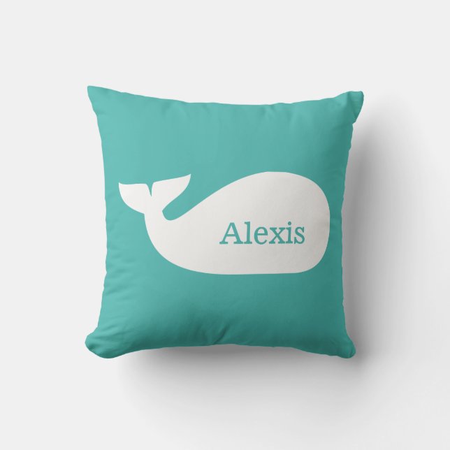 Almofada Aqua Whimsical Whale Personalizado Infantil (Frente)