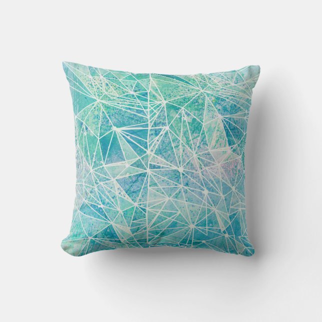 Almofada aquamarina com espaço de geometria branca (Frente)