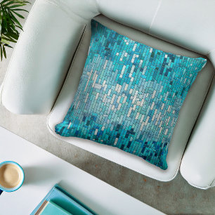 Almofada Aquamarine Abstrato Mosaico Art