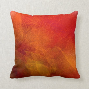 Almofada Aquarela Abstrata Laranja Vermelho