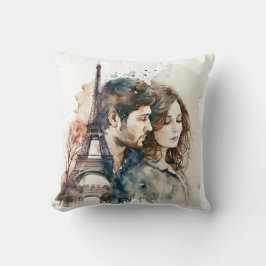 Almofada Aquarela Amour em Paris