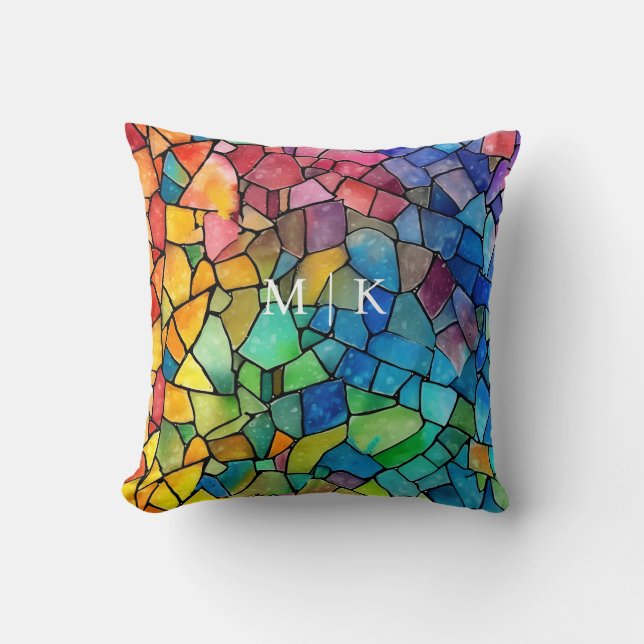 Almofada Aquarela Arco Arco-Íris Vidro Estampado (Frente)
