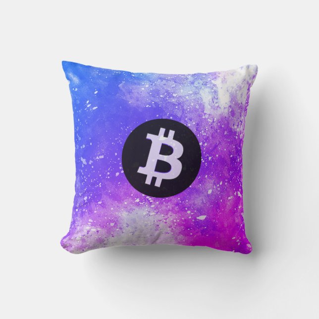 Almofada Aquarela Bitcoin (Estilo 2 - Miami) (Frente)