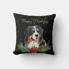 Almofada Aquarela Cachorro Fofo Feliz Natal