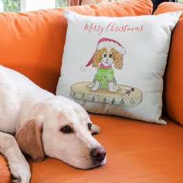 Almofada Aquarela Cavalier King Charles Spaniel de Natal