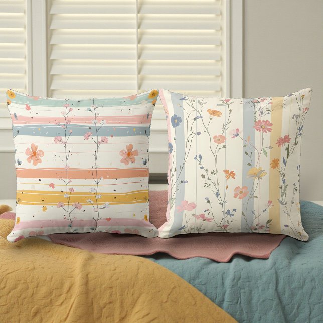 Almofada Aquarela Cores Suaves Flores Dupla Face (Criador carregado)