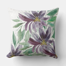 Aquarela de Lótus Verde Roxo Artístico
