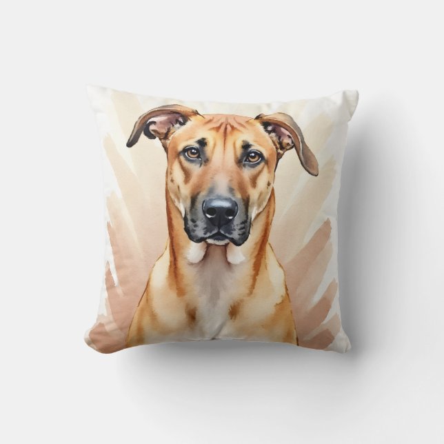 Almofada Aquarela de Rhodesian Ridgeback Arte de Linha de C (Frente)