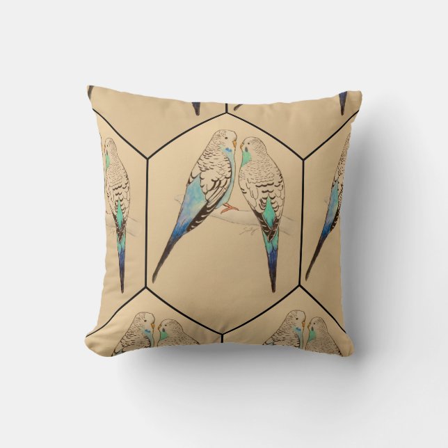 Almofada Aquarela do coxim de Budgie (Frente)