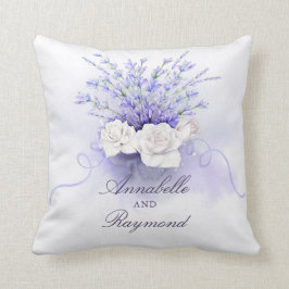 Almofada Aquarela Elegante do Buquê Lavanda