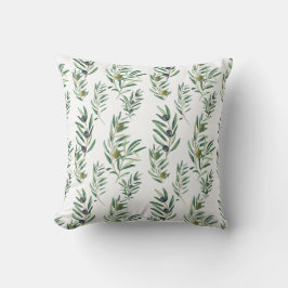 Almofada Aquarela Estilo Country Francês Padrão Verde Oliva