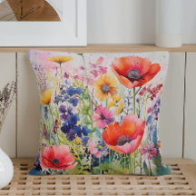 Aquarela Explosão Abstrata de Flores Silvestres da