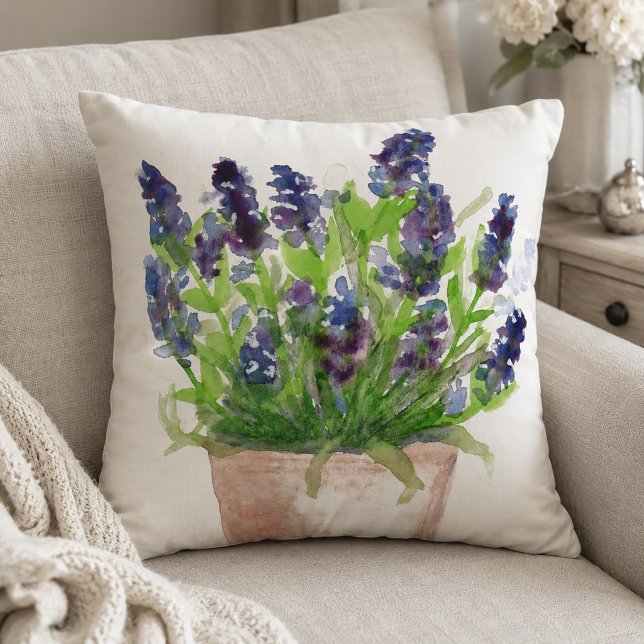Almofada Aquarela Floral Lavanda (Cozy Farmhouse Lavender Pillow)