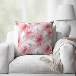 Almofada Aquarela Floral Rosa e Branco