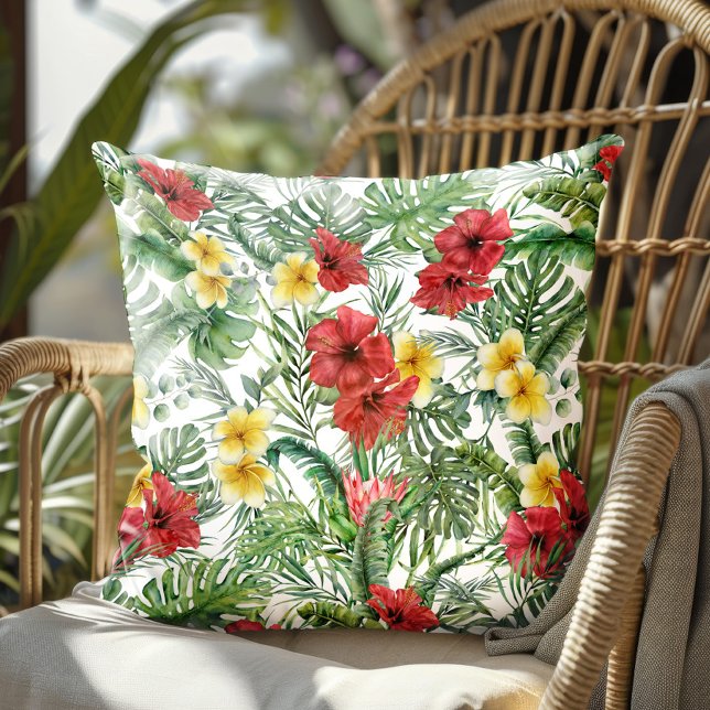 Almofada Aquarela Floral Tropical Folhas de Palmeira (Criador carregado)