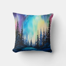 Aquarela Luzes do Norte aurora boreal