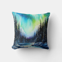 Aquarela Luzes do Norte aurora boreal