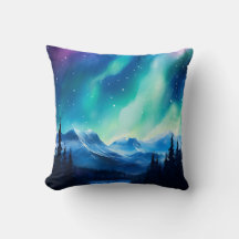 Aquarela Luzes do Norte aurora boreal