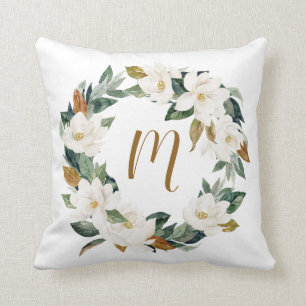 Almofada Aquarela Magnolia Wreath Monograma