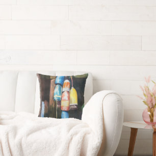 Almofada Aquarela Maine Lagosta Buoal Azul Costeiro Amarelo