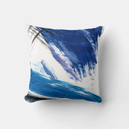 Almofada Aquarela mista azul artística abstrata