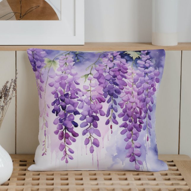 Almofada Aquarela Murmúrios de Wisteria (Criador carregado)