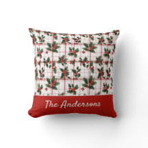Aquarela Natal Xadrez Folhas de Azevinho Família N