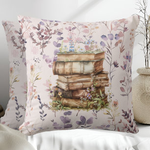 Almofada Aquarela Novo Capítulo, Pilha de livros flores sil