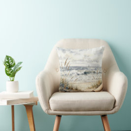 Almofada Aquarela Oceano Praia com Papel Enrolado