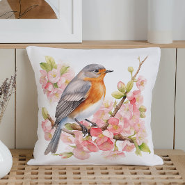 Almofada Aquarela Pássaros e Flores da Primavera