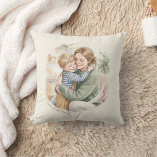 Almofada Aquarela personalizada da mãe abraçando o filho