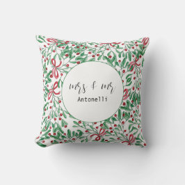 Almofada Aquarela Pintada à Mão de Visco Rústico de Natal