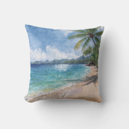 Almofada Aquarela Praia Havaí
