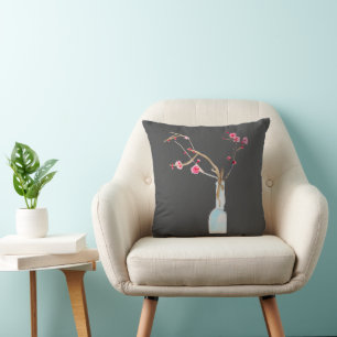 Almofada Aquarela sakura flor de cerejeira rosa