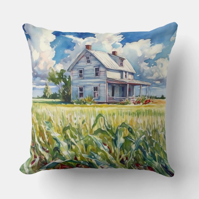 Almofada Aquarela Velho Campo de Armação e Milho (Frente)