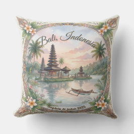 Almofada Aquarela Vintage Viagem Bali Indonésia Personaliza